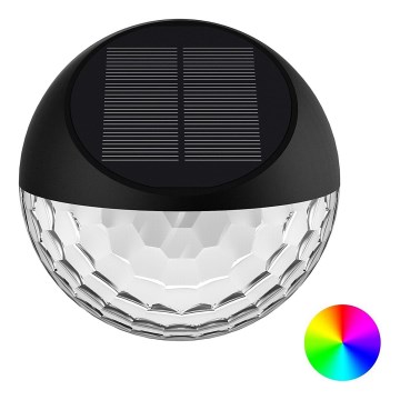 Aigostar - Luminária de parede solar LED RGB LED/2W/1,2V 300 mAh preta IP44