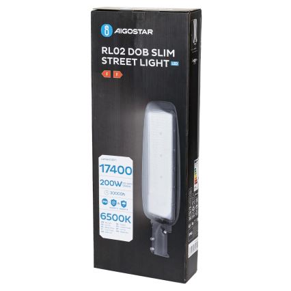 Aigostar - Luminária de rua SLIM LED, 200W, 230V, 6500K, IP65