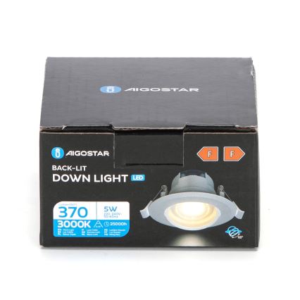 Aigostar - Luminária de teto embutida LED/5W/230V 3000K Ø 8,5 cm branca