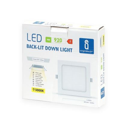 Aigostar - Luminária de teto embutida LED/9W/230V 3000K 14,5x14,5 cm branca