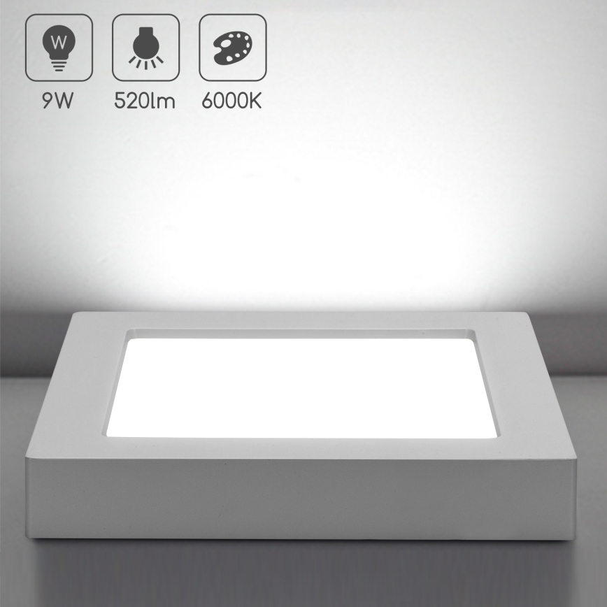 Aigostar - Luminária de teto sobreposta LED/9W/230V 6000K 12,2x12,2 cm branca