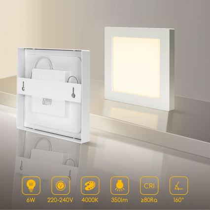 Aigostar - Luminária LED de teto sobreposta 6W/230V 4000K 12,2x12,2 cm branca
