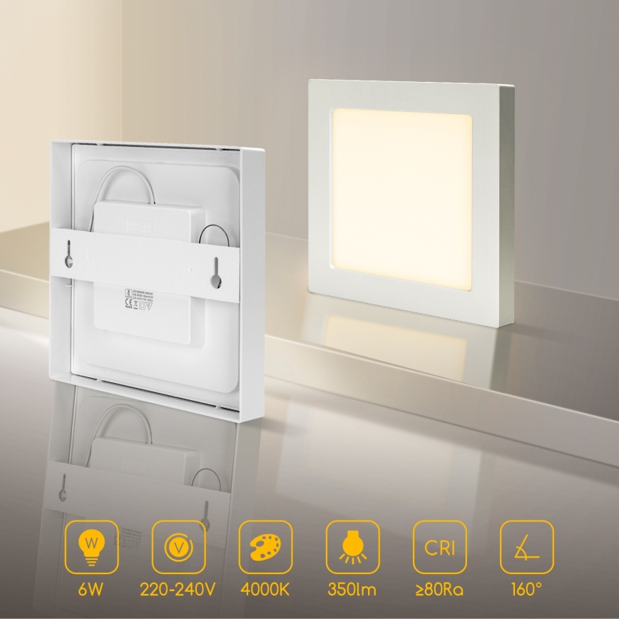 Aigostar - Luminária LED de teto sobreposta 6W/230V 4000K 12,2x12,2 cm branca
