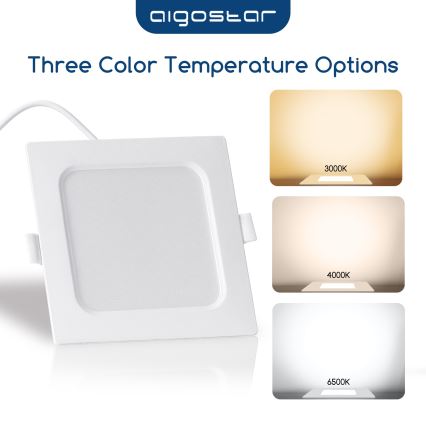 Aigostar - Luminária LED embutida 6W/230V 4000K 12x12 cm branca