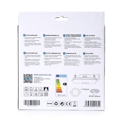Aigostar - Luminária LED embutida ULTRATHIN LED/16W/230V 4000K branca