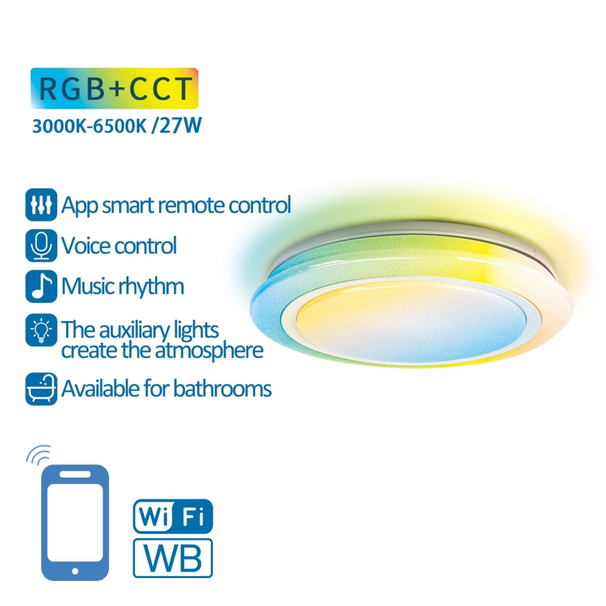 Aigostar - Luminária de banheiro LED RGBW dimmerizável LED/27W/230V 40 cm Wi-Fi IP44