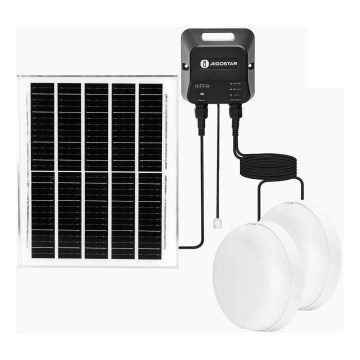 Aigostar - Luminária solar LED 2x LED/70W/12V 12000 mAh 6500K IP65 diâmetro 20,5 cm + controlo remoto
