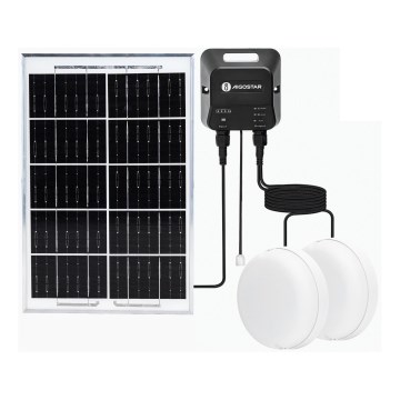 Aigostar - Luminária Solar LED 2xLED/35W/12V 6000 mAh 6500K diâmetro 16,8 cm + controlo remoto