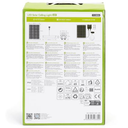 Aigostar - Luminária solar LED/70W/12V 6000 mAh 6500K IP65 diâmetro 20,5 cm + controlo remoto
