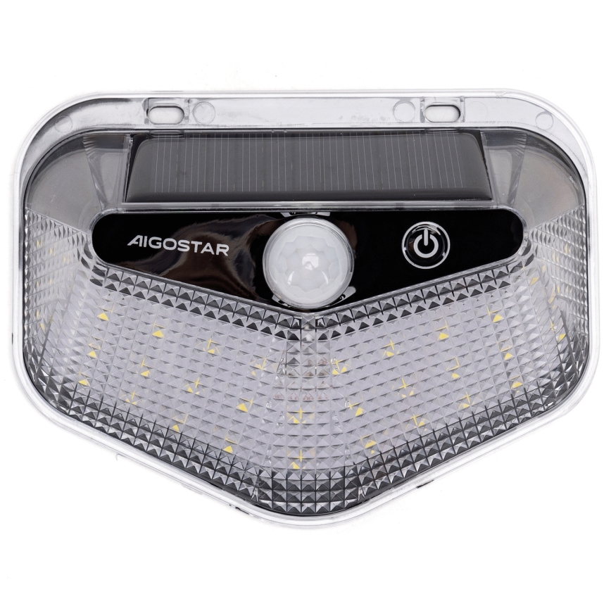 Aigostar - Luminária solar LED com sensor LED/3,7V 6500K 500 mAh IP65 preta