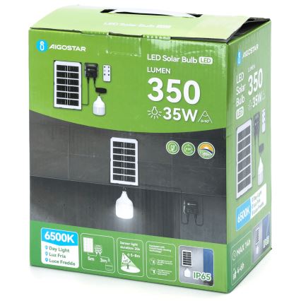 Aigostar - Candeeiro solar LED com sensor LED/35W/12V 3000 mAh 6500K IP65 Ø 10 cm + comando remoto