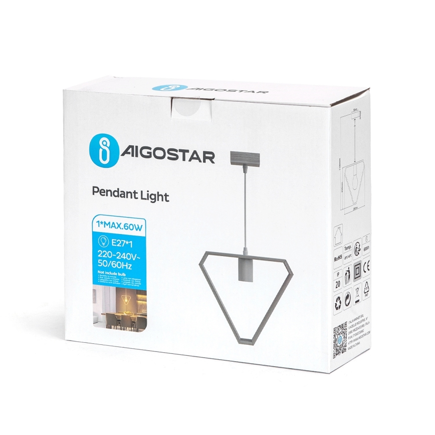Aigostar - Lustre de madeira suspenso por cabo 1xE27/60W/230V pinho