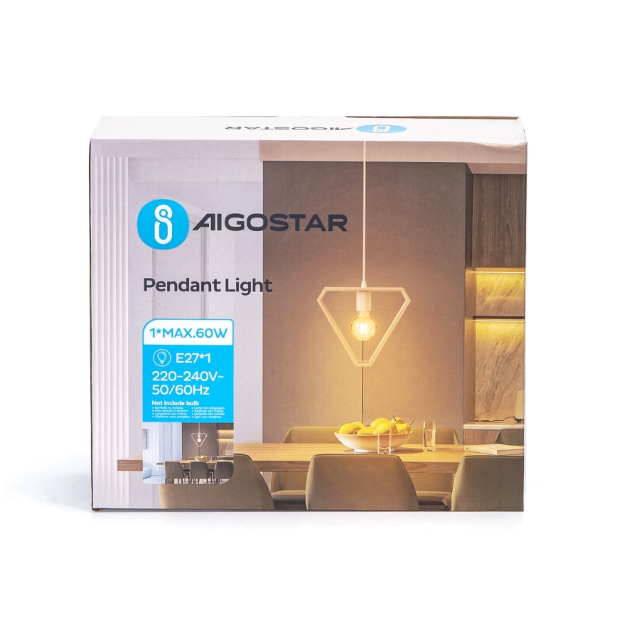Aigostar - Lustre de madeira suspenso por cabo 1xE27/60W/230V pinho