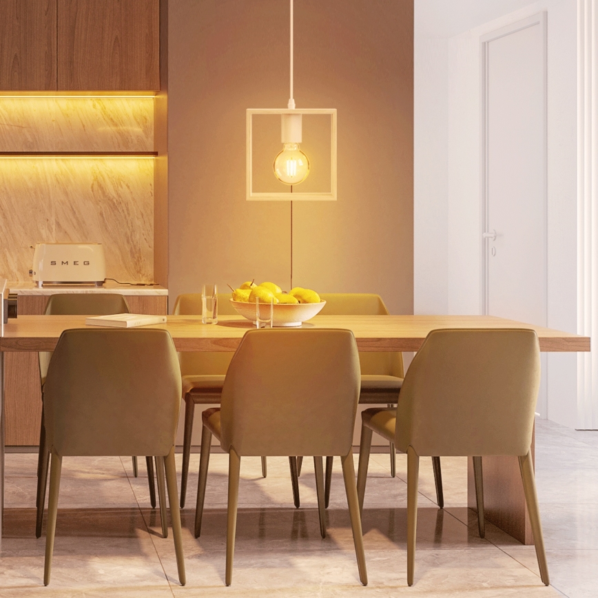 Aigostar - Lustre LED de madeira suspenso por cabo 1xE27/9W/230V 2200K pinho