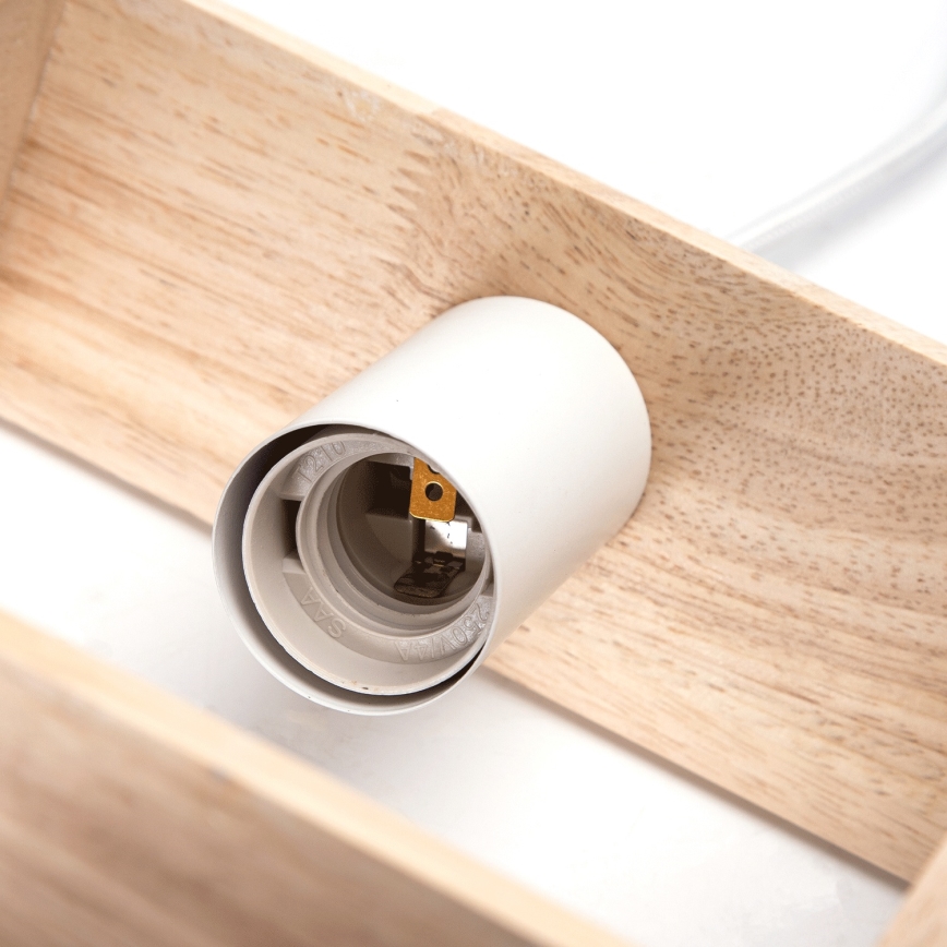 Aigostar - Lustre LED de madeira suspenso por cabo 1xE27/9W/230V 2200K pinho