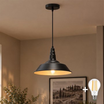 Aigostar - Lustre LED suspenso por cabo 1xE27/60W/230V Ø 36 cm preto