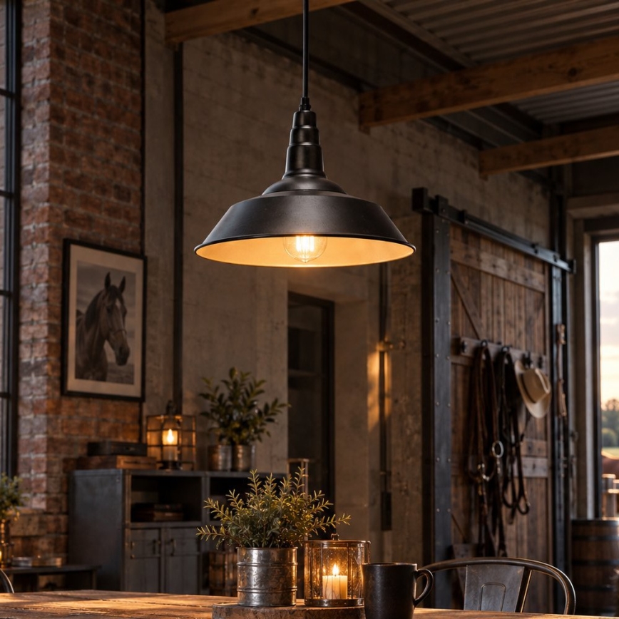 Aigostar - Lustre LED suspenso por cabo 1xE27/60W/230V Ø 36 cm preto