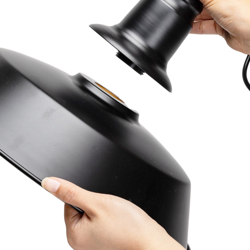 Aigostar - Lustre LED suspenso por cabo 1xE27/60W/230V Ø 36 cm preto