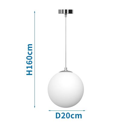 Aigostar - Lustre pendente com cabo, 1x E27, 40 W, 230 V, diâmetro 20 cm