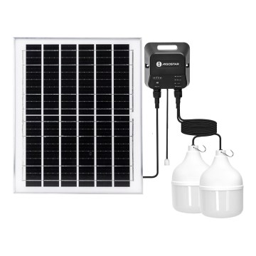Aigostar - Lustre solar LED 2x LED/70 W/12 V, 12000 mAh, 6500 K, IP65, Ø 12 cm + comando remoto