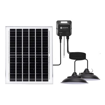 Aigostar - Lustre solar LED 2xLED/70W/12V, 12000 mAh, 6500K, IP65, diâmetro 23,5 cm + controlo remoto