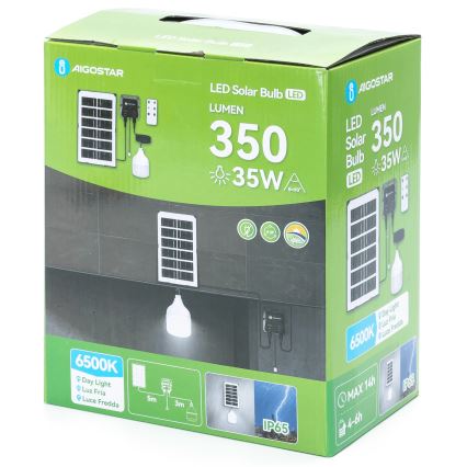 Aigostar - Lustre solar LED/35W/12V, bateria 3000 mAh, 6500 K, IP65, diâmetro 10 cm + controlo remoto