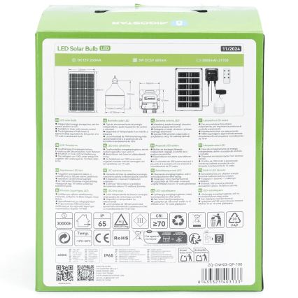 Aigostar - Lustre solar LED/35W/12V, bateria 3000 mAh, 6500 K, IP65, diâmetro 10 cm + controlo remoto