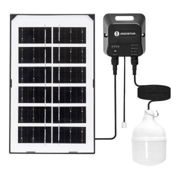 Aigostar - Lustre solar LED/35W/12V, bateria 3000 mAh, 6500 K, IP65, diâmetro 10 cm + controlo remoto
