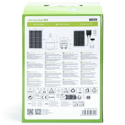 Aigostar - Lustre solar LED 70W/12V, 6000 mAh, 6500K, IP65, diâmetro 12 cm + controlo remoto