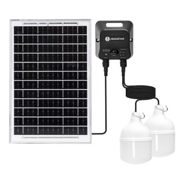 Aigostar - Lustre solar LED com sensor 2xLED/35W/12V 6000 mAh 6500K IP65 Ø 10 cm + controlo remoto