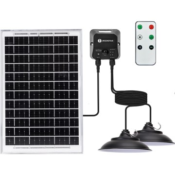 Aigostar - Lustre solar LED com sensor 2xLED/35W/12V 6000 mAh 6500K IP65 Ø 15 cm + controlo remoto