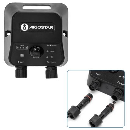 Aigostar - Lustre solar LED com sensor, 70 W / 12 V, bateria 6000 mAh, 6500 K, IP65, Ø 12 cm + comando remoto
