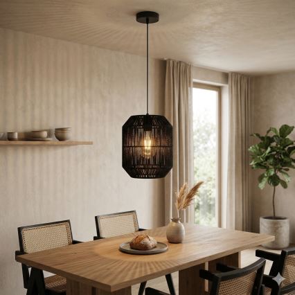 Aigostar - Lustre suspenso com cabo 1xE27/60W/230V preto Ø 23 cm
