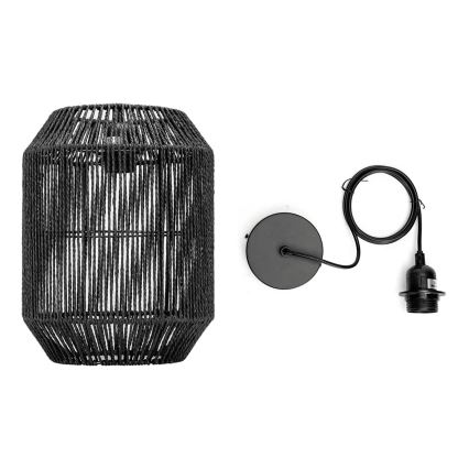 Aigostar - Lustre suspenso com cabo 1xE27/60W/230V preto Ø 23 cm