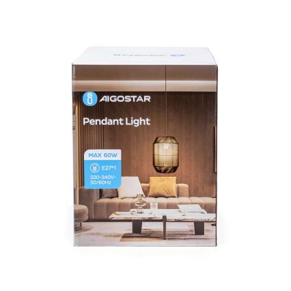 Aigostar - Lustre suspenso com cabo 1xE27/60W/230V preto Ø 23 cm