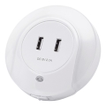 Aigostar - Luz noturna LED com sensor crepuscular para tomada com USB LED/0,4W/230V