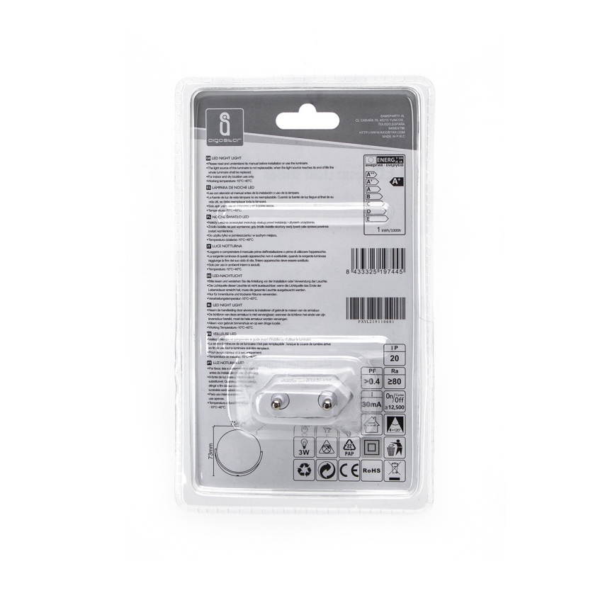 Aigostar - Luz noturna LED com sensor de anoitecer LED/1W/230V 6500K redondo