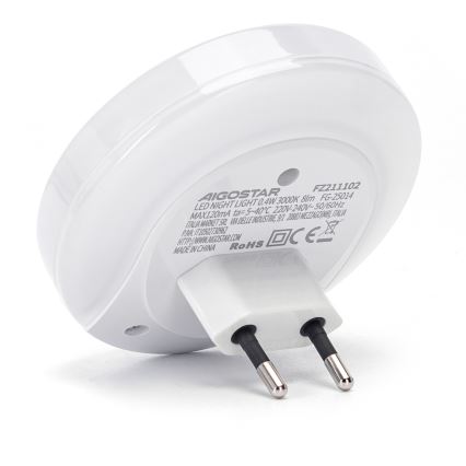 Aigostar - Luz noturna LED com sensor crepuscular para tomada com USB LED/0,4W/230V