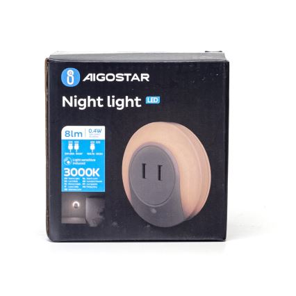 Aigostar - Luz noturna LED com sensor crepuscular para tomada com USB LED/0,4W/230V