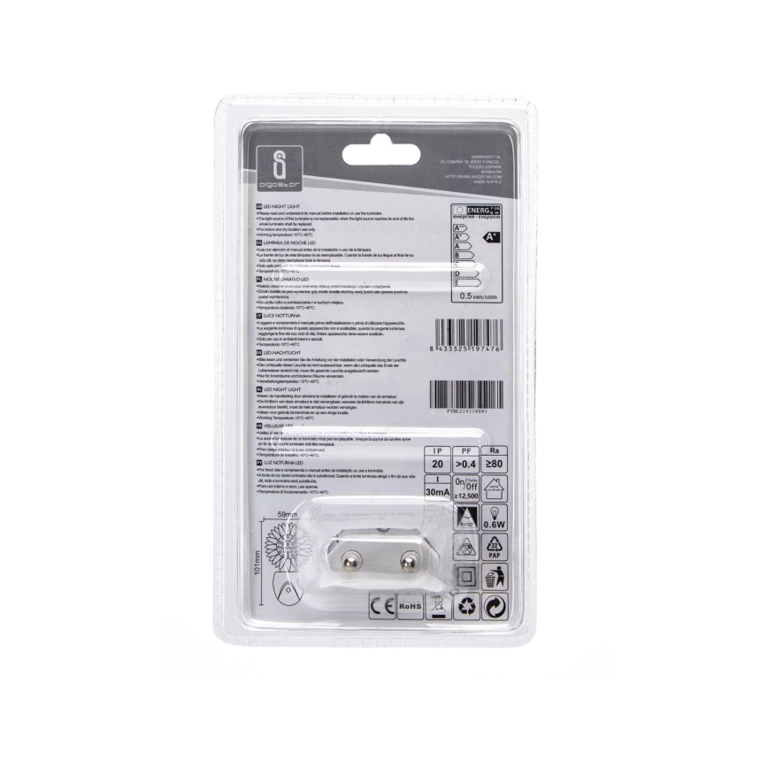 Aigostar - Luz Noturna LED RGB com Sensor LED/0,5W/230V sol