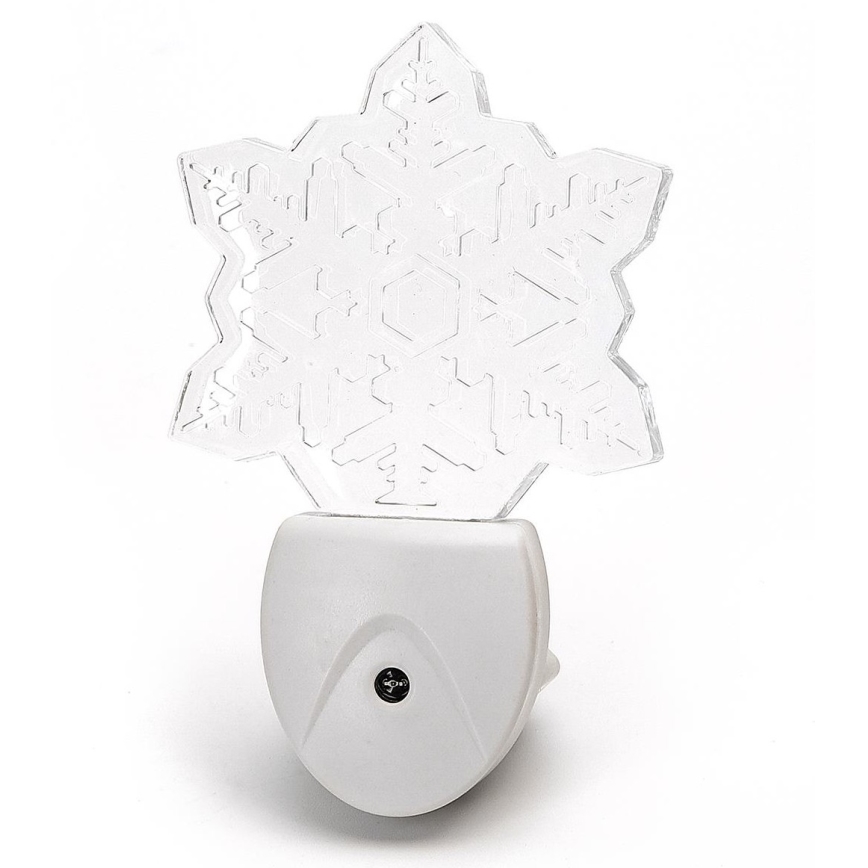 Aigostar -  Luz noturna LED RGB com sensor de anoitecer LED/0,5W/230V floco de neve