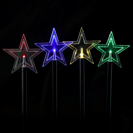 Aigostar - Candeeiro solar de Natal LED RGBY 5xLED/1,2V/8 modos 1m IP65 800mAh estrelas