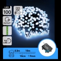 Aigostar - Luzes de Natal LED para exterior, 100 LEDs / 8 funções, 3xAA, 10,3 m, IP44, branco frio