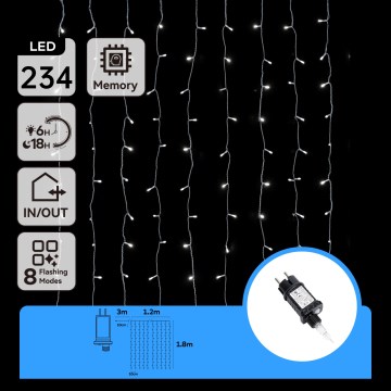 Aigostar - Luzes de Natal LED para exterior, 234 LEDs / 8 funções, 1,2 x 1,8 m, IP44, branco frio