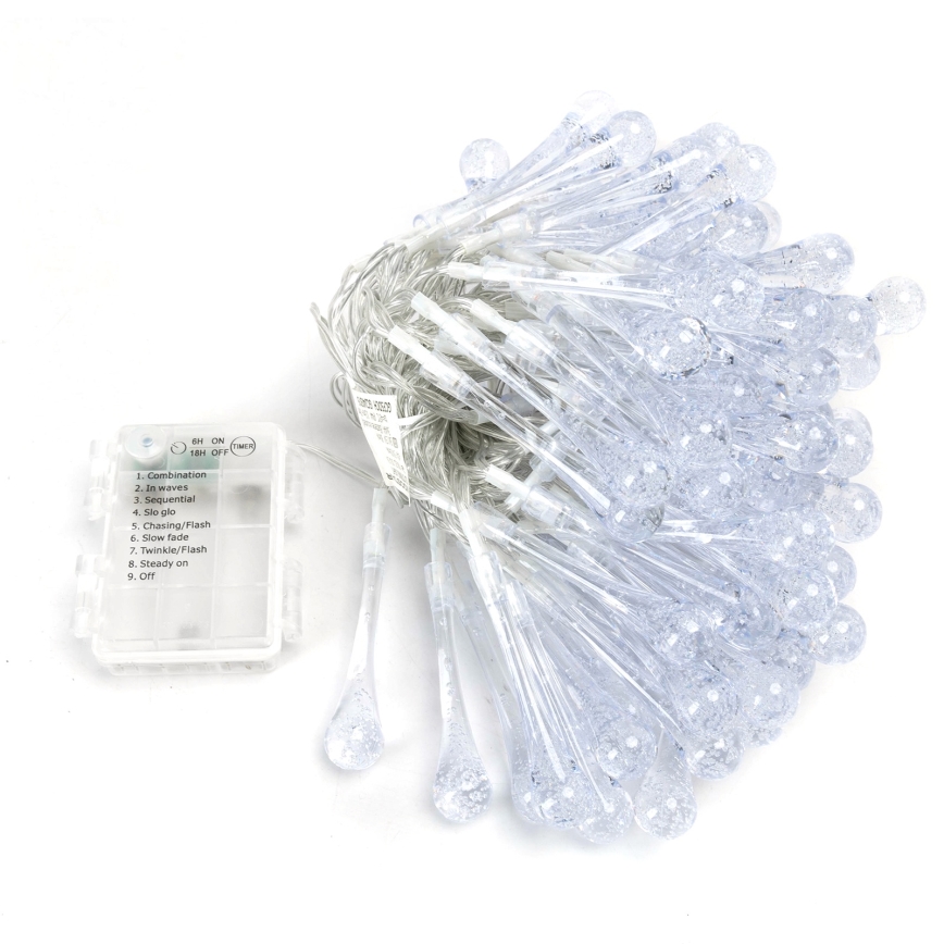 Aigostar - Guirlanda de Natal LED para exterior 100 LEDs/8 funções 3xAA 10m IP44 gotas multicoloridas