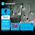 Aigostar - Luzes de Natal LED	solares 10xLED/8 funções 6,5m 500 mAh IP65 branco frio