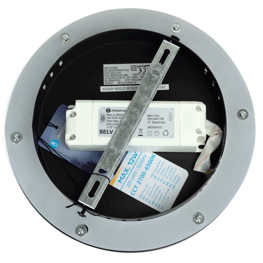 Aigostar - Luminária de parede LED regulável MESH Smart LED/12W/230V 2700-6500K preta