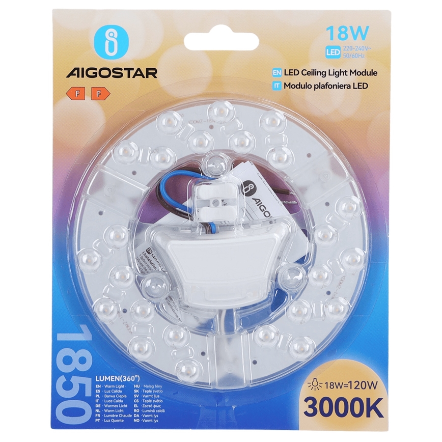 Aigostar - Módulo magnético LED 18W, 230V, 3000K