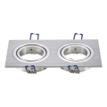 Aigostar - Moldura dupla para luminária de embutir GU10 17,3x9,1 cm cromo fosco