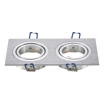 Aigostar - Moldura dupla para luminária de embutir GU10 17,3x9,1 cm cromo fosco